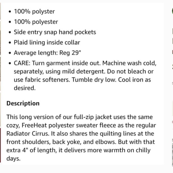 Eddie Bauer Gray Radiator Fleece Cirrus Jacket - Long Size M - Picture 8 of 8